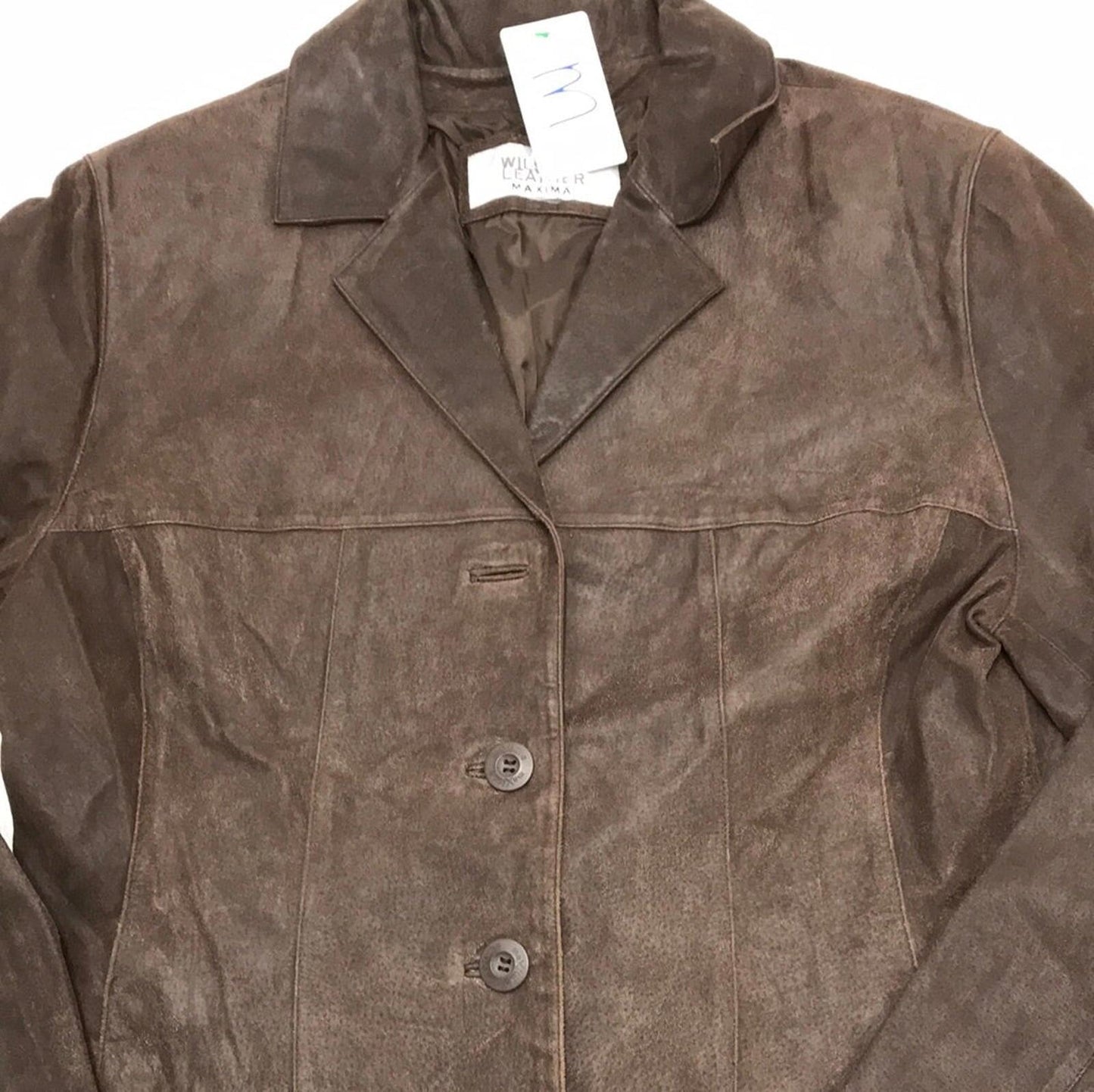 Wilsons Leather Suede Brown Button Down Coat Jacket Ladies M