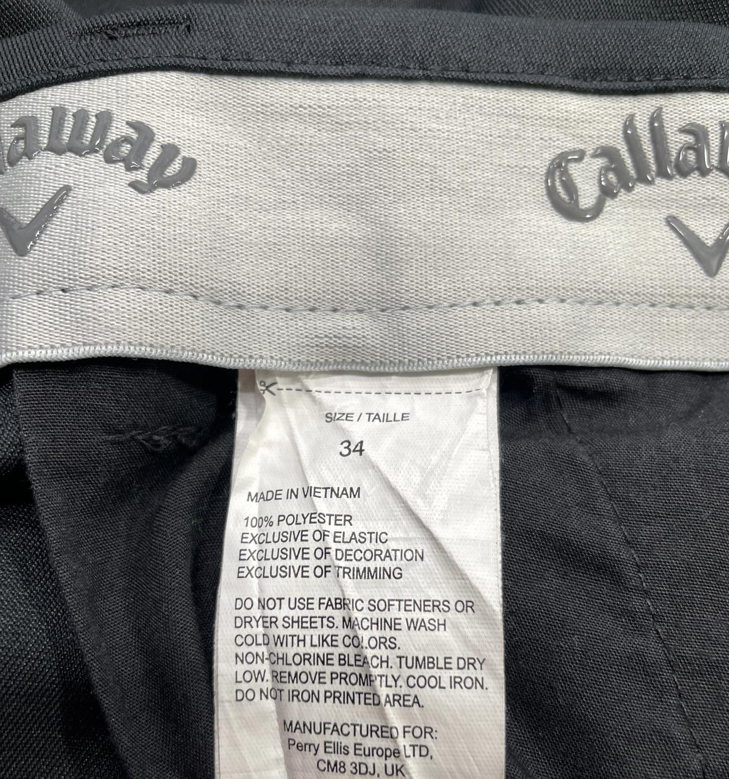 Calloway Golf Shorts Charcoal Black Mens 34