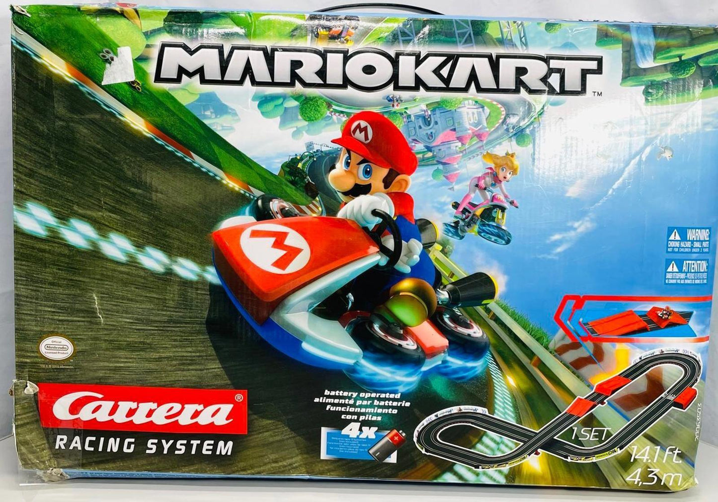 Carrera Mario Kart Racing System Slot Car Set 141 ft Track Tested Missing Parts