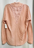 Versona Pink Cardigan Shawl Sweater Crochet Lace Detail on Back Ladies S
