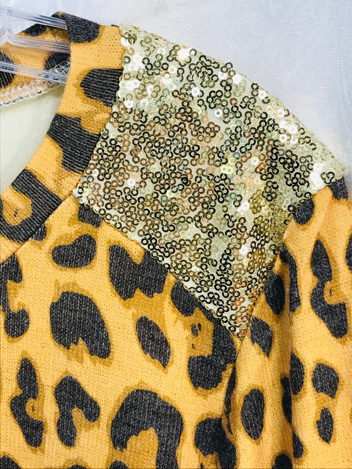 Simply Southern Leopard Print Dress with Sequin Shoulder Accents Ladies S NWT