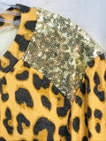 Simply Southern Leopard Print Dress with Sequin Shoulder Accents Ladies S NWT