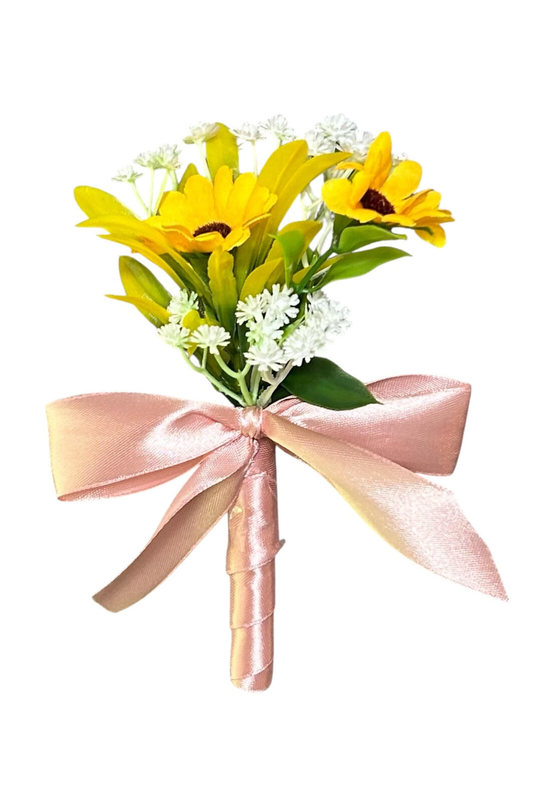 HANDMADE Sunflower Wedding Groomsman Boutonniere with Magnetic Clasp LOT of 5