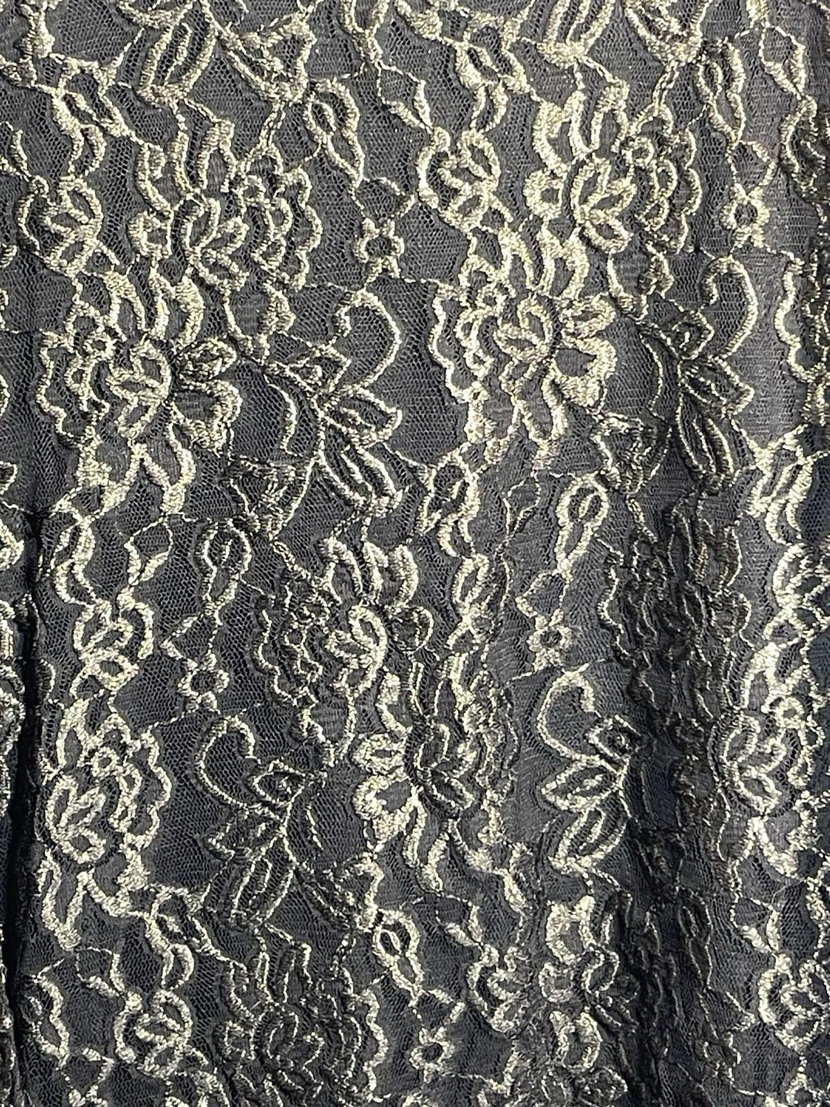 Chicos 3 Shirt Long Sleeve Black Mesh with Gold Embroidered Design Women's XL