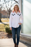 VINTAGE Maggie & Max Christmas Shirt White Button Down Women's Small