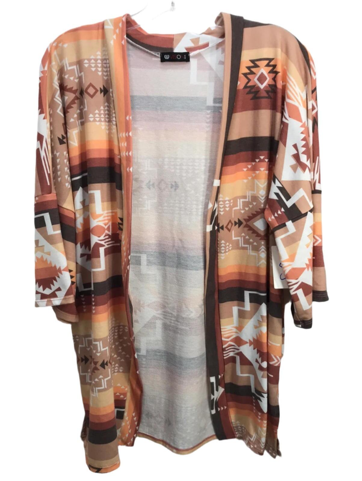 Bohemian Patterned Long Open Front Kimono Cardigan Southwest design Ladies S