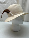 Vintage Juli Kay Chicago Doeskin Felt Brimmed Hat Ivory with Side Feather Ladies
