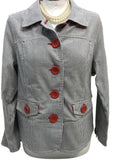 EUC Onque Grey & White Pin Stripe Blazer Shacket Large Orange Buttons Ladies S/M