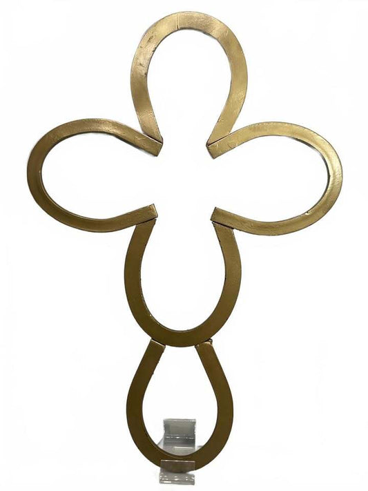 Handmade Iron Cross Horseshoe Wall Art Gold 21" x 14.25"