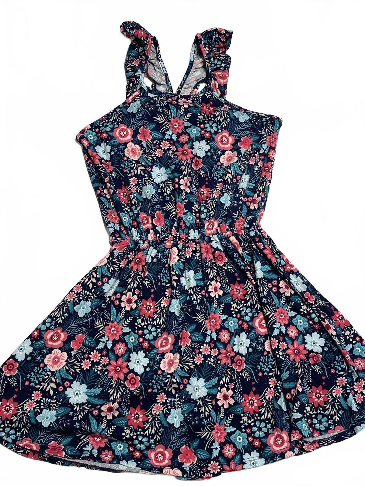 ShoSho girls dress blue floral frilly tank size 10