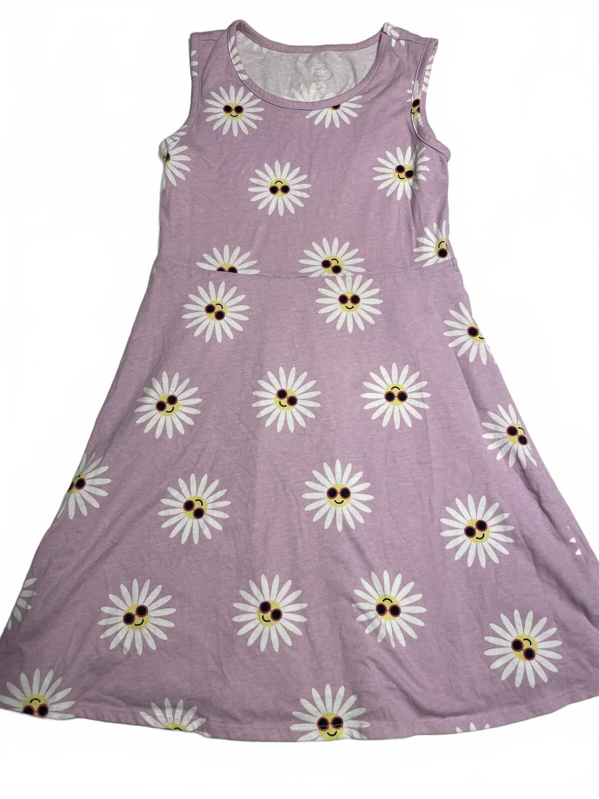 Wonder Nation Dress Lavender or Lt Purple  Happy Flowers  Girls L Size 10/12