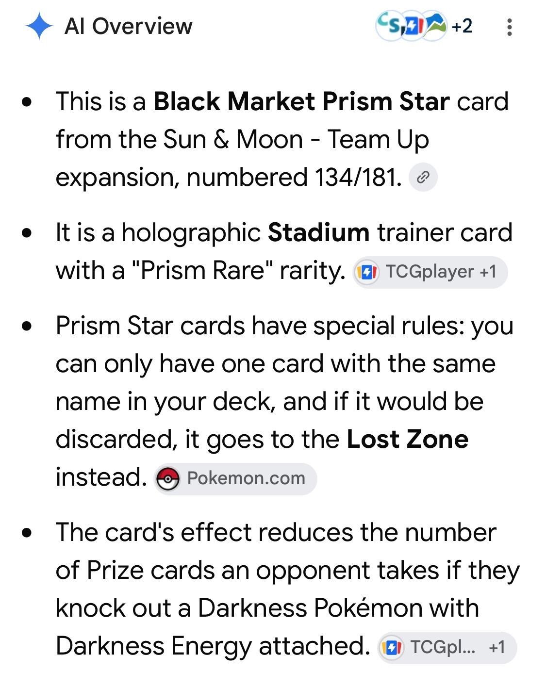 Pokemon Black Market Prism Star Stadium Trainer Card - Sun & Moon Team Up 134/