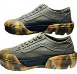 Vans Olive Green Canvas Sneakers with Unique Camouflage Removeable Sole Men's 6