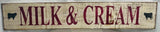 Handmade Wooden MILK & CREAM Rustic Farm Decor 30.5" x 6"