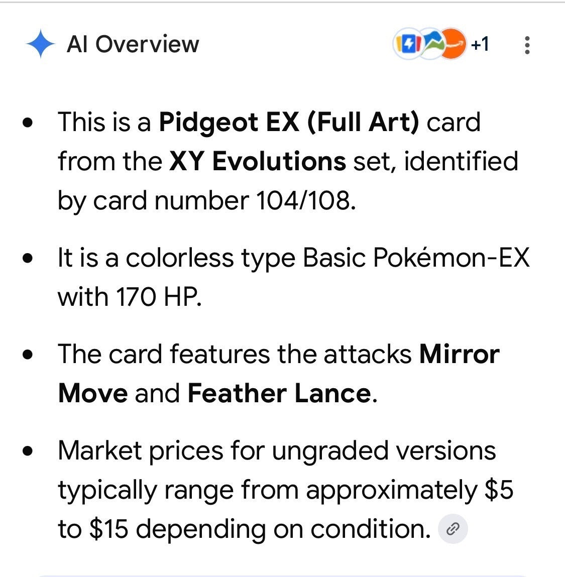 Pidgeot EX Full Art Pokémon Card XY Evolutions Set 104/108